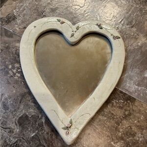 Vintage TERRAGRAFICS Heart-Shaped Cream Wall Mirror